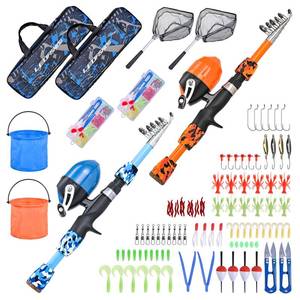 lot 1318 image: LEOFISHING 2 Set Kids Fishing Pole Set with Full Starter Kits Portable Telescopic Fishing Rod and Reel Cambos with All The Necessary Fishing Kits for Boys Girls and Youth (2set (Blue Orange))