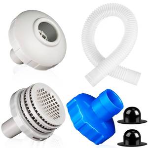 lot 1324 image: Tujoe 8 Pcs 25022e Swimming Pool Water Jet Connector Kit 1.25 Inch Fittings 25016 1.5 Inch Above Ground Pool Skimmer Hose and Adapter B Set Replacement with Outlet Strainer Grid Inlet Nozzle Hole Plug