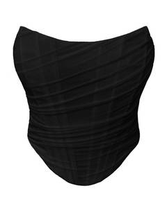 lot 2062 image: Facogoo Womens Mesh Strapless Corset Crop Top Boned Zip Back Bustier M