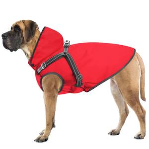 lot 2075 image: Mosucoirl Dog Raincoat Waterproof Dog Hoodie Reflective Dog Raincoat Hooded Adjustable Rain Jacket for Small Medium Large Dogs Puppies (Red, S)