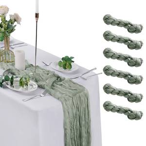 lot 2091 image: flohar 6 Pack Cheesecloth Table Runner 9ft,17 x 108 inch Gauze Table Runner Rustic Romantic Wedding Runner for Wedding Bridal Shower Fall Decoration,Sage Green