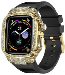 lot 2094 image: Bling Diamond Case with Band for Apple Watch 46mm, Compatible with Iwatch Series 11 10, Gold Case and Correa Para Apple Watch, Luxury Apple Watch Band for Man
