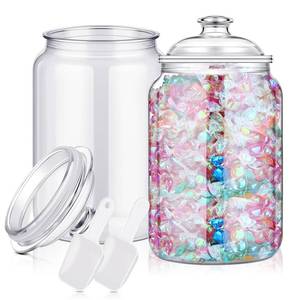 lot 2098 image: mwellewm 2Pc Candy Jars with Lids&Spoons Plastic Cookie Dispenser Container