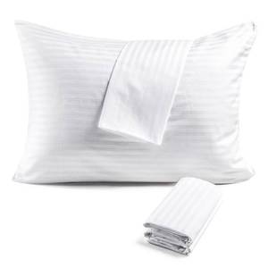 lot 2099 image: FAUNNA 600TC 100% Cotton Pillow Protectors, Queen Size (20x30), 4 Pack, Oeko-TEX Certified, Hotel Grade Pillow Cover with Silent Zipper, Zip Up Pillow Cases, White
