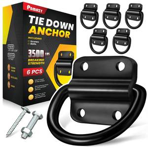 lot 2102 image: PAMAZY 6PCS 3500lbs Heavy-Duty Steel D-Rings Tie-Down Anchors Ultra-Durable