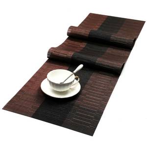 lot 2103 image: SHACOS Table Runners Woven Vinyl Table Mats 12x54 inch for Kitchen Dining Table Non Slip Washable, Ombre Coffee Black