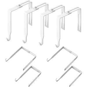 lot 2113 image: Amylove 4 Pcs Adjustable Cubicle Hanger Partition Metal Cubicle Hooks, String Light Hooks, Over The Door, Adjusted to Fit 1.35-3.5 Inch Thickness Vinyl Fence, Office Whiteboard (White,Classic)