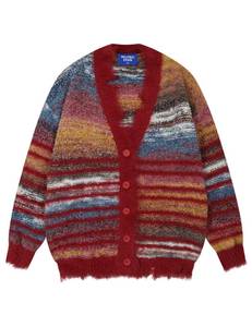 lot 2117 image: Aelfric Eden Cardigan Sweater Open Front Casual Knit Cardigans Pinstripe Fashion Sweaters Y2k 2026 Outfits Red XL