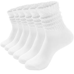 lot 2127 image: HAVE A TREE Womens Slouchy Crew Socks White Cushioned Scrunch Boot Sock 3W