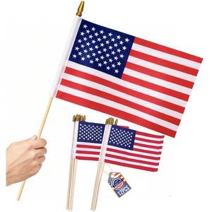 lot 2140 image: A 12 Pcs 8x12 Inch Small American Flags on Stick, US Handheld Flag