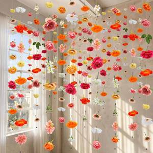 lot 2141 image: XunYee 6 Pcs 35.4 ft Flower Garlands Artificial Wildflower Vines Floral Hanging Backdrop Fake Flower Garlands Faux Silk Wildflower Vine for Wedding Bridal Shower Home Garden Wall Arch Decor(Rose)