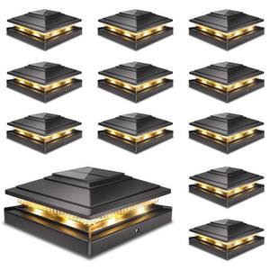 lot 3208 image: Solar Post Cap Lights Outdoor 12pack, Waterproof Fence Post Lights for 4x4 5x5 6x6 WoodVinyl Posts, Black Solar Deck Post Lights with 2 Color Modes Decorate Garden Patio Porch Backyard