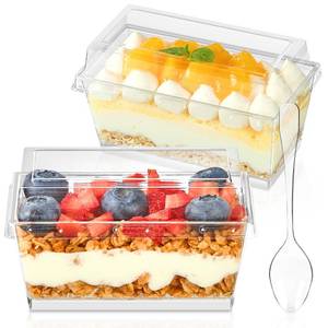 lot 3239 image: TOFLEN 5 oz Dessert Cups with Lids and Spoons, 50 Pack