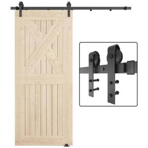 lot 3240 image: Dondelight Barn Door Hardware Kit 6.6FT, Heavy Duty Modular Sliding Door Track Hardware Set for Interior & Exterior Doors