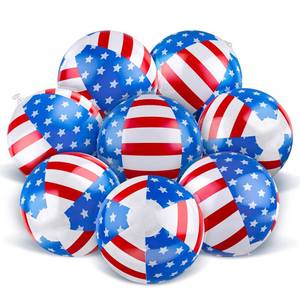lot 4299 image: Whaline 12 Pieces 4th of July Inflatable Beach Ball Patriotic Stars Stripes Party Favor Gift Red Blue White USA Pool Floating Balloon for Independence Day Summer Water Sand Game Supplies, 7.9 Inch