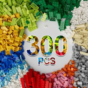 lot 4300 image: 300Pieces Building Blocks Bricks Bulk, 16 Sizes Multiple Mixed Colors, Compatible with LEGO and All Other Brands
