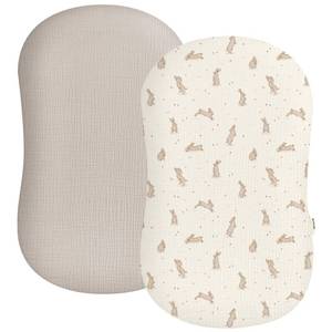lot 4305 image: Baby Lounger Cover 2 Pack, Muslin Cotton Infant Lounger Cover, Covers Only