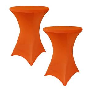 lot 4327 image: SUNTQ 2 Pack 32x43 Cocktail Spandex Stretch Square Corners Tablecloth Orange for Weddings,Birthday,Vendors,Outdoor Party,DJ,Banquet,Trade Shows (Orange, 2PC 32X43)