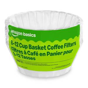 lot 4342 image: Amazon Basics Basket Coffee Filters for 8-12 Cup Coffee Makers, White, 200 Count, Packaging May Vary