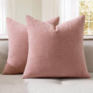 lot 4347 image: MIULEE Blush Pink Chenille Couch Throw Pillow Covers, 18x18