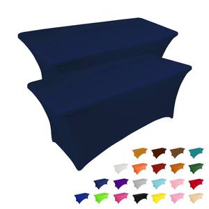 lot 4372 image: IVAPUPU 2 Pack 6FT Table Cloth for Rectangular Fitted Events Stretch Jean Blue Table Covers Washable Spandex Tablecloth Protector for Party, Wedding, Cocktail, Banquet, Festival