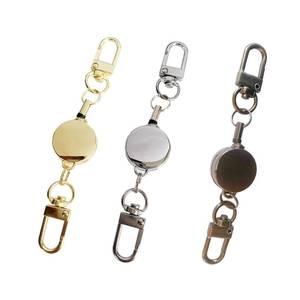 lot 4378 image: 3 Pack Retractable Key Chain Ring, Zinc Alloy Metal Badge Holder Reel With Hook 12.6 Stretch Belt for Card Fix