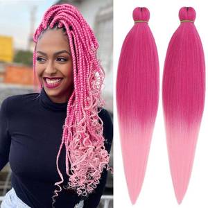 lot 4388 image: Leeven Ombre Pink Braiding Hair Pre Stretched 26 Inch Colored Hair Extensions For Braiding Light Pink Rave Braiding Hair Extensions 2 Packs Soft Yaki Braiding Hai