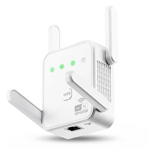 lot 4389 image: 1200Mbps WiFi Extender Signal Booster for Home, Dual Band 5GHz2.4GHz Wireless Internet Repeater with 4 External Antennas, Covers Up to 3600 Sq.ft & Supports 80 Devices, AP Mode with Ethernet Port