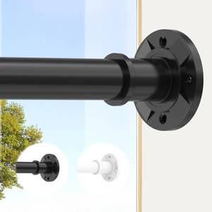 lot 5559 image: Haryaers Outdoor Curtain Rod 31-144 inch Adjustable Long Spring Black ShowerTension Curtain Rod Extra Long Outdoor Rods for Patio Bathroom Windows No Drilling, No Rust