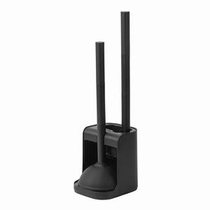 lot 5566 image: VegStow Toilet Plunger and Bowl Brush with Holder, Heavy Duty Toilet Brush and Plunger Set for Bathroom Cleaning, 1 Set (Black)