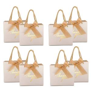 lot 5568 image: TKSBAG 50 Pack Small Thank You Gift Bags with Handles, 5.5x 2.3x4.7 Mini White Gift Bags Bulk for Baby Shower, Birthday, Wedding, Party Favors, Fathers Day