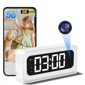 lot 6429 image: Clock Camera 2K,5G&2.4G WiFi Indoor Security Camera,Cameras for Home Security,3 in 1 Indoor Camera with Alarm,Full Color Night Vision Human Motion Detection,Local Storage