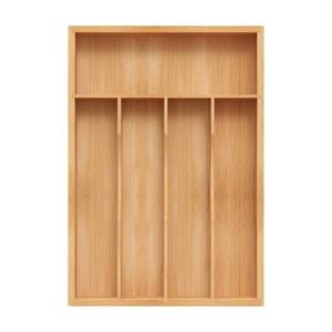 lot 6440 image: BEKVEM Bamboo Silverware Organizer, Kitchen Drawer Organizer, Utensil Holder, Cutlery Tray & Spoon Flatware Storage with Grooved Drawer Dividers (9.5W x 13.5D)