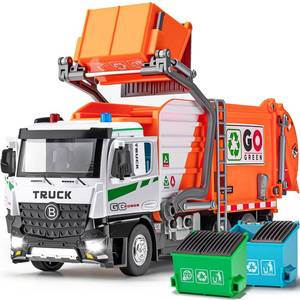 lot 6443 image: HAPYAD AUTO-Lift Function Garbage Truck Toys Metal Cab, Trash Truck Toy Set