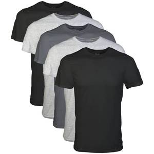 lot 6445 image: Gildan Mens Crew T-Shirts, Multipack, Style G1100, BlackSport GreyCharcoal (5-Pack), Small