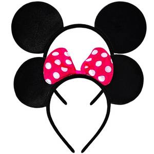 lot 6454 image: MADO 2 pack mouse ears headbands for adults women little girls boys (black fuchsia polla dot, onesize)