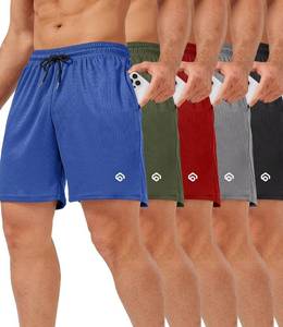 lot 6455 image: lomsoe 5 Pack Gym Shorts Men 5 Inch Quick Dry Mesh Shorts Men Lightweight Training Athletic Running Shorts with Pockets(Black,Light Gray,Army Green,Blue,Wine Red,XL)