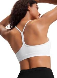 lot 6459 image: Sports Bras for Women Workout Tops Open Back Racerback Padded Athletic Yoga Bra Basic Wireless Bra White