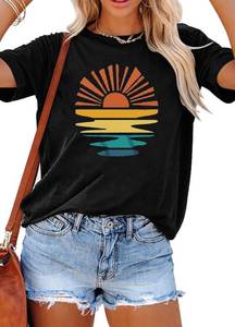 lot 6470 image: YEXIPO Womens Graphic Tees Short Sleeve Summer Tops Casual Cute T Shirts size L