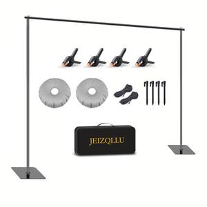 lot 6482 image: Backdrop Stand, 6.5ft Height 9ft Width Adjustable Photography Background Support Poles with Heavy Duty Flat Base, Photo Metal Steel Pipe and Drape Frame Kit for Parties Birthday Wedding