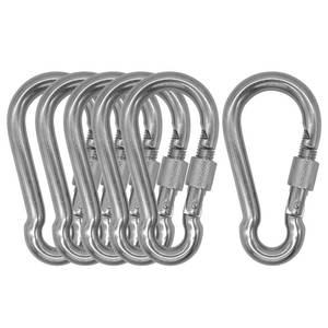 lot 8263 image: Outmate 304 Stainless Steel Carabiners -2.36 inch Heavy Duty, Durable & Rust-Free Clips for Gym, Swing, Dog Leashes, Hammocks, Keychains, and More(304,M6 with Screw,Pack of 6)