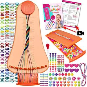 lot 8269 image: zwzxd Friendship Bracelet Making Kit Toys,Ages for 8 9 10 11 12 Year Old Girls, Kids Travel Activity Set,DIY kit,Arts and Crafts Bracelets String Maker Kit,Great Christmas Birthday Gifts (red-Orange)