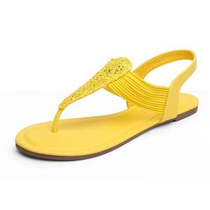 lot 8271 image: DREAM PAIRS Womens Flat Ankle Strap Sandals,YellowGlitter,7.5