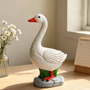 lot 8273 image: Exasinine 7 Inch Desk Goose Figurine, Goose Statue for Home Office Decor
