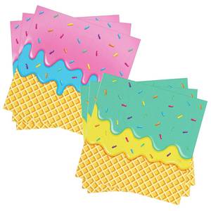 lot 8301 image: 50 Count Ice Cream Cone Paper Napkins �� 25 Pink and 25 Green, Disposable Dessert Napkins with Sprinkle Design for Kids Birthday, Summer Party, Sweet Shop, and Ice Cream Theme Decorations