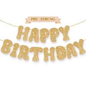 lot 8302 image: KatchOn Glitter Gold Happy Birthday Banner 10 Feet Birthday Decorations