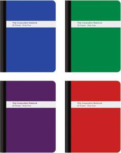 lot 8305 image: Oxford Poly Composition Notebook 4 Pack, Wide Ruled Paper, 9-34 x 7-12 Inches, 80 Sheets, Assorted Colors Blue, Green, Purple, Red (64959) (B08VF9QF9R)
