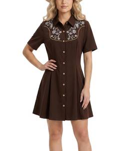 lot 8307 image: Womens Western Dress Vintage Cowgirl Dresses Casual Country Dress Lightweight Flowy Outfit for Country Concert Daily Wear - XXL Coffee