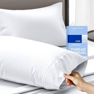 lot 8314 image: THREAD SPREAD 100% Cotton King Size Pillow Cases Set of 2 - Luxury 400 Thread Count Pillow Cases King Size (White), Soft Cooling Breathable & Durable Sateen Hotel Cotton Pillowcases