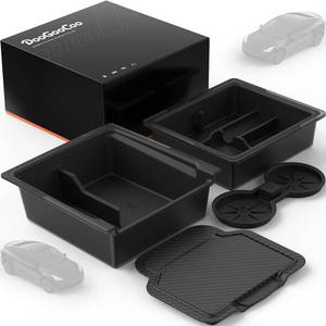lot 8316 image: Center Console Organizer for Tesla New Model Y Juniper 2025-2026Model 3 2024-2026 2-Layer Design, Easy Slide Keep Console Clutter-Free Custom Fit for Model 3 & Juniper Model Y Accessories, 4PC